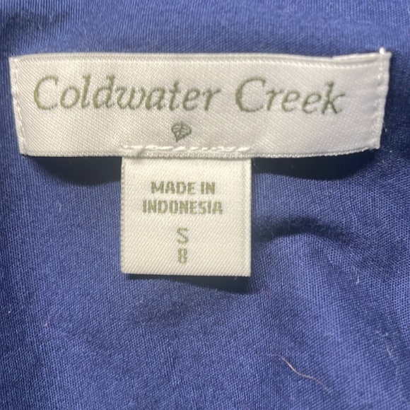 Coldwater creek long sleeve button-down navy blue shirt cotton stretch women 8 S - Picture 6 of 8